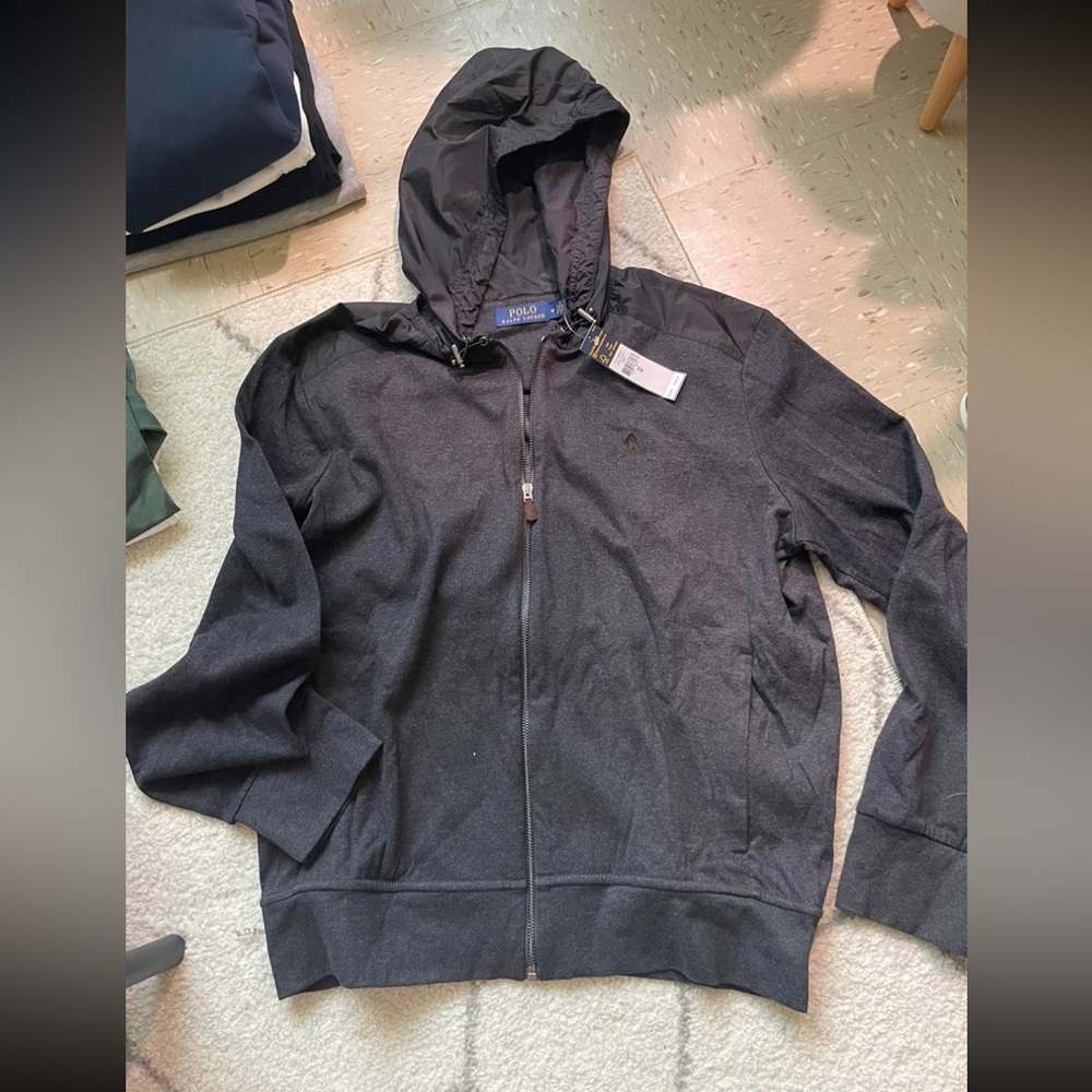 Polo Ralph Lauren collection men gray hoodie sweater jacket full zip